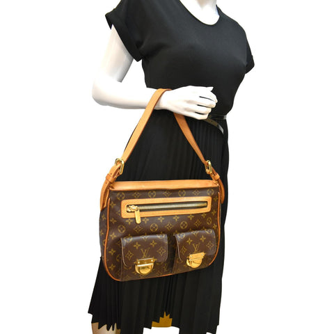 LOUIS VUITTON Hudson GM Monogram Canvas Shoulder Bag Brown