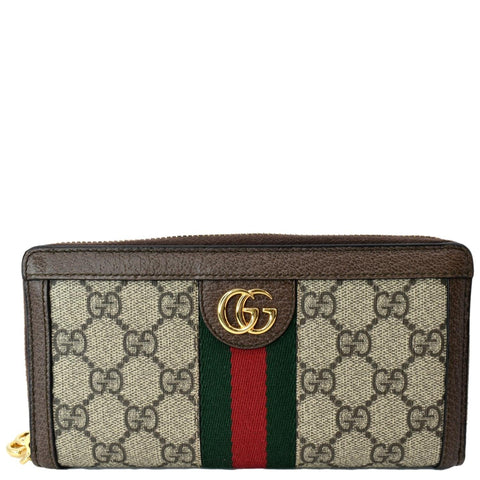 GUCCI Ophidia GG Supreme Canvas Zip Wallet Beige 523154