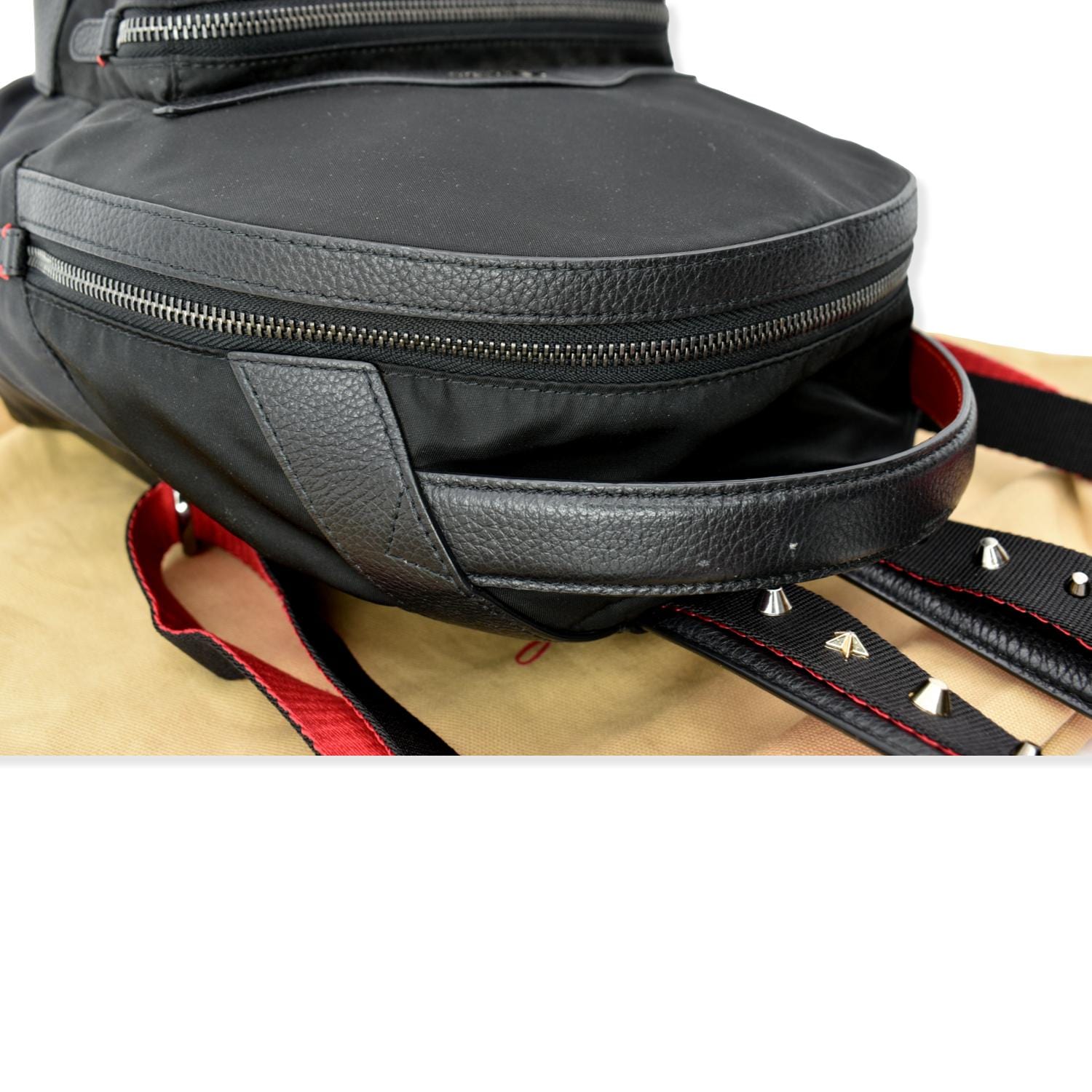 christian louboutin backpack mini CHRISTIAN LOUBOUTIN Backloubi Small Nylon Backpack Bag Black