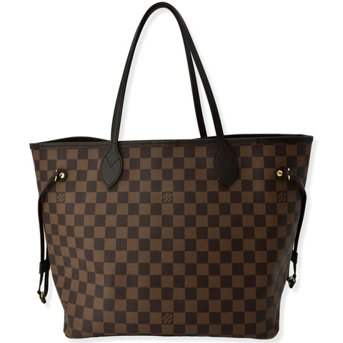 LOUIS VUITTON  Neverfull MM Damier Ebene Tote Bag Rose Ballerine