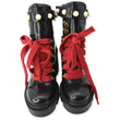 GUCCI Calfskin Pearl Lace Up Combat Ankle Boots Black 497372 Size 36.5