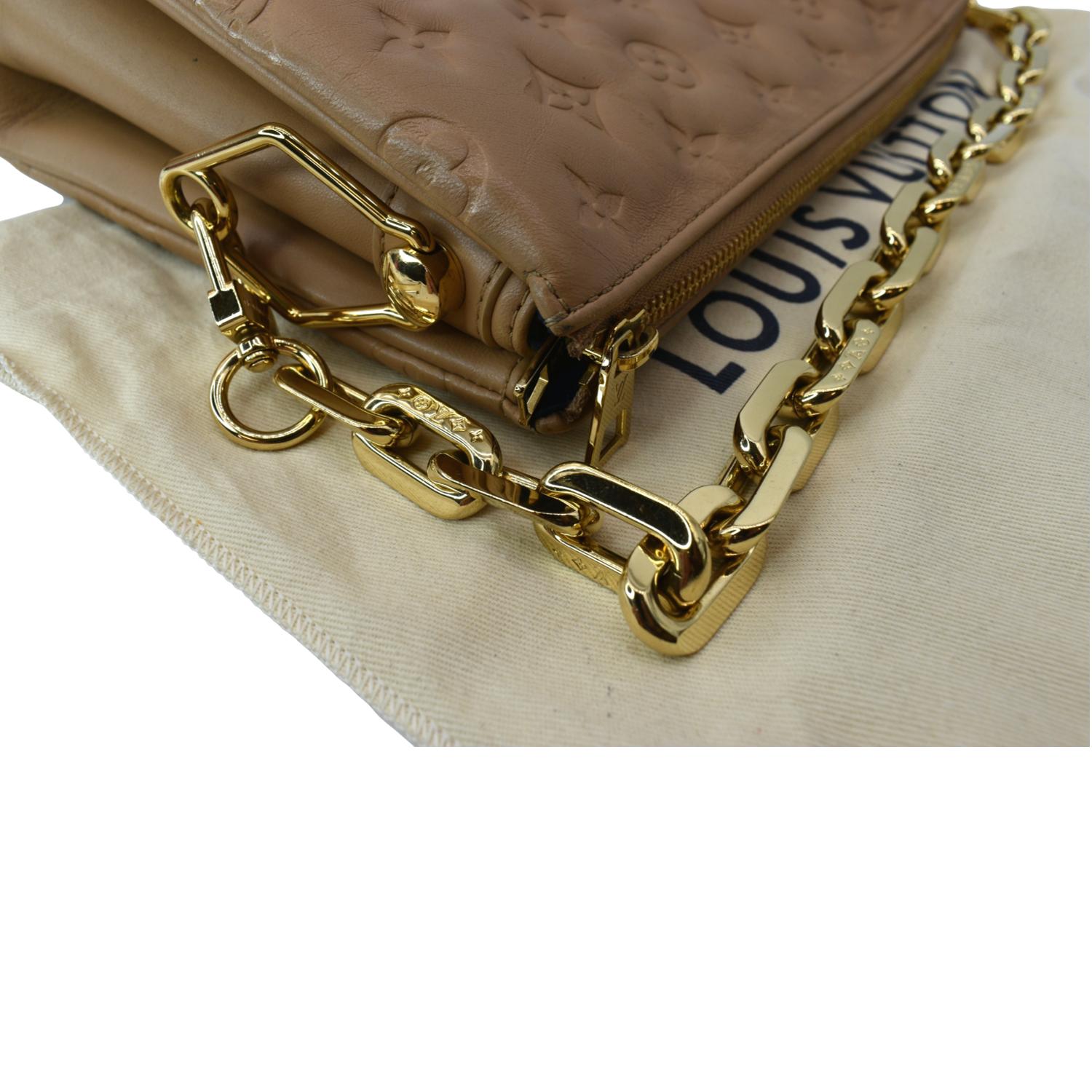 Louis Vuitton Camel Monogram Embossed Lambskin Leather Coussin PM Bag -  Yoogi's Closet