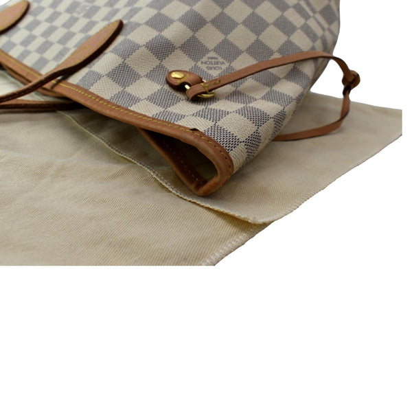 LOUIS VUITTON Neverfull MM Damier Azur Shoulder Bag White