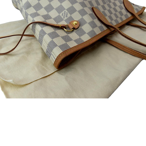 LOUIS VUITTON Neverfull MM Damier Azur Shoulder Bag White