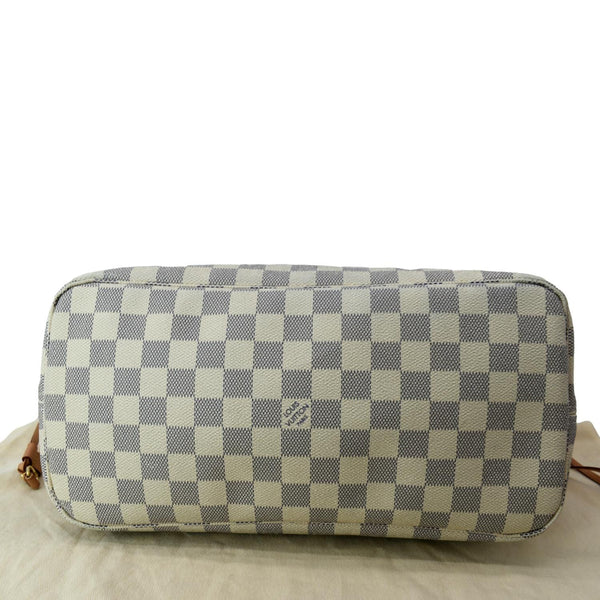 LOUIS VUITTON Neverfull MM Damier Azur Shoulder Bag White