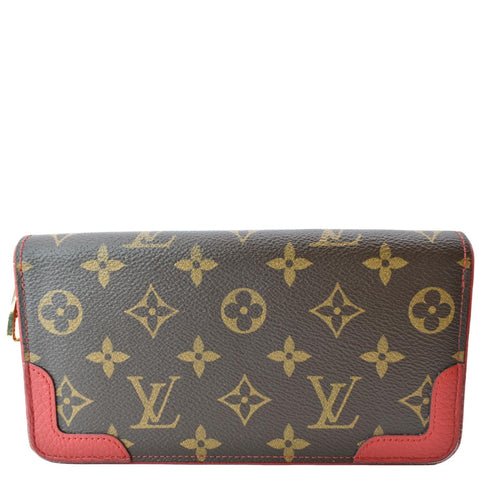 LOUIS VUITTON Retiro Monogram Canvas Zippy Wallet Cerise Red