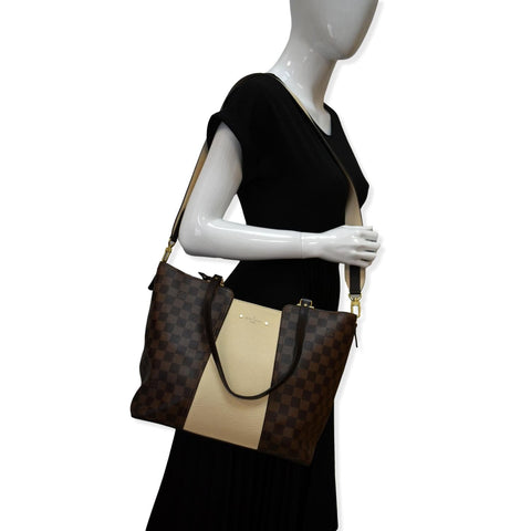 LOUIS VUITTON Jersey Damier Ebene Shoulder Bag Creme