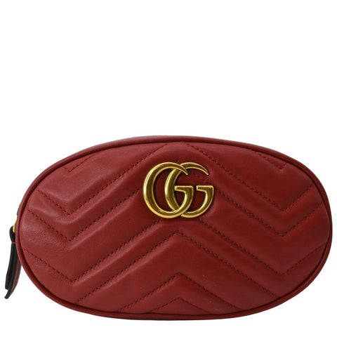 GUCCI GG Marmont Matelasse Leather Belt Bag Red 476434