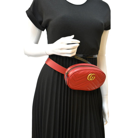 Gucci GG Marmont Matelasse Leather Belt Bag Red - Shop Now