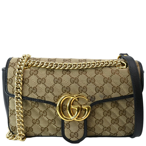 GUCCI GG Marmont Small Matelasse Canvas Shoulder Bag Black 443497