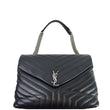 YVES SAINT LAURENT Large Loulou Calfskin Matelasse Chain Shoulder Bag Black