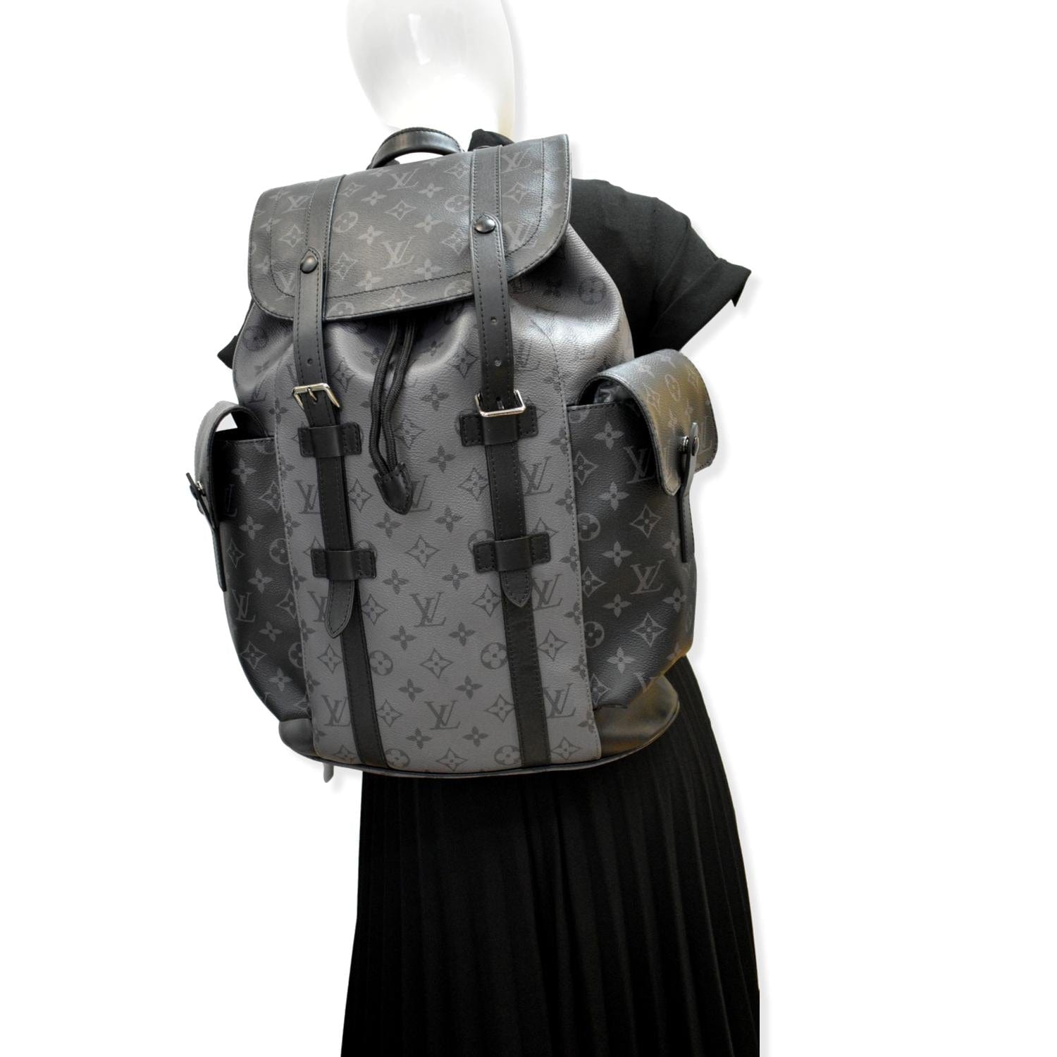 LOUIS VUITTON Christopher PM Reverse Monogram Eclipse Backpack Bag Bla LOUIS VUITTON Christopher PM Reverse Monogram Eclipse Backpack Bag Bla