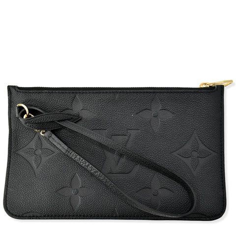LOUIS VUITTON Empreinte Monogram Neverfull MM Pochette Wristlet Pouch Black
