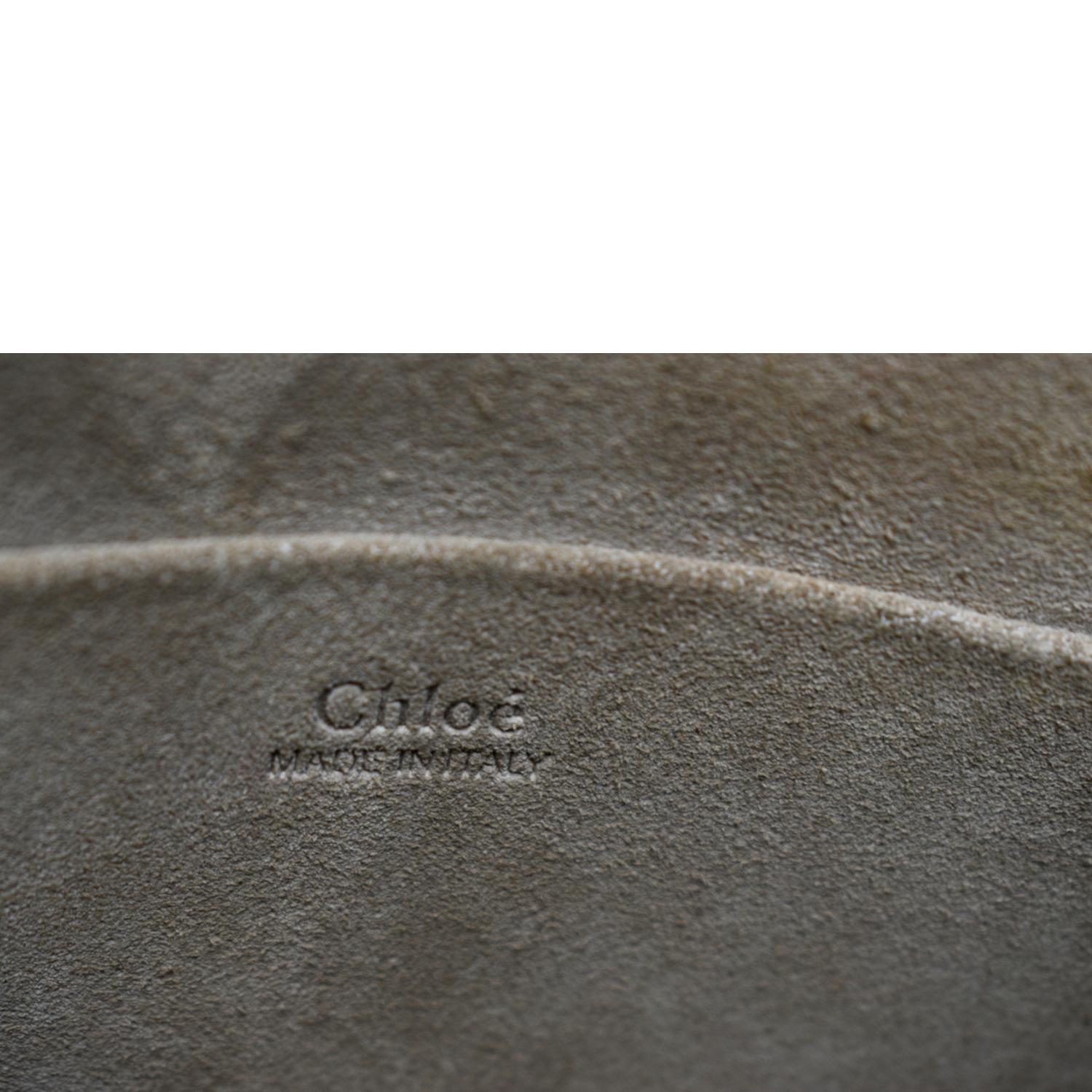 Chloe Khaki Grey Leather and Suede Medium Nile Bracelet Top Handle Bag Chloe