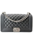 CHANEL Medium Boy Flap Leather Shoulder Bag Black