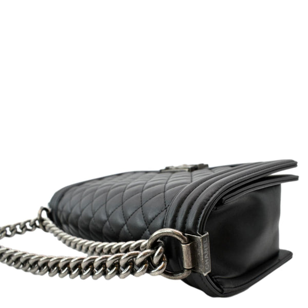 CHANEL Medium Boy Flap Leather Shoulder Bag Black