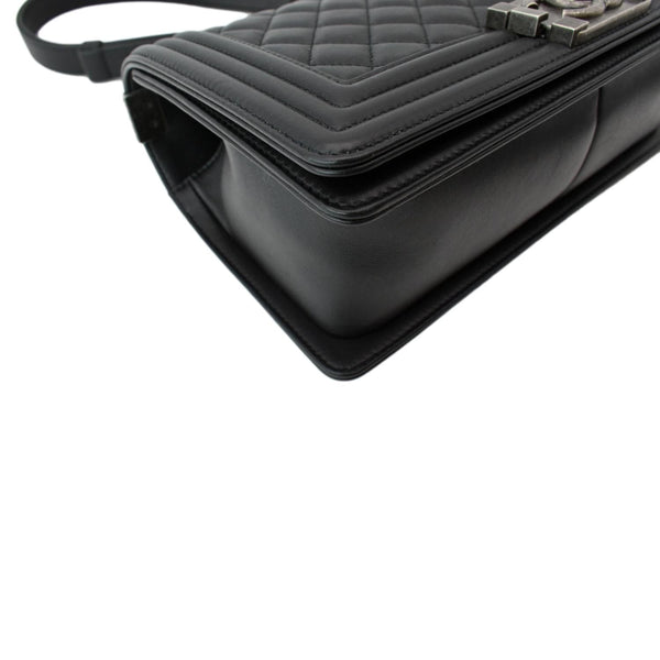 CHANEL Medium Boy Flap Leather Shoulder Bag Black