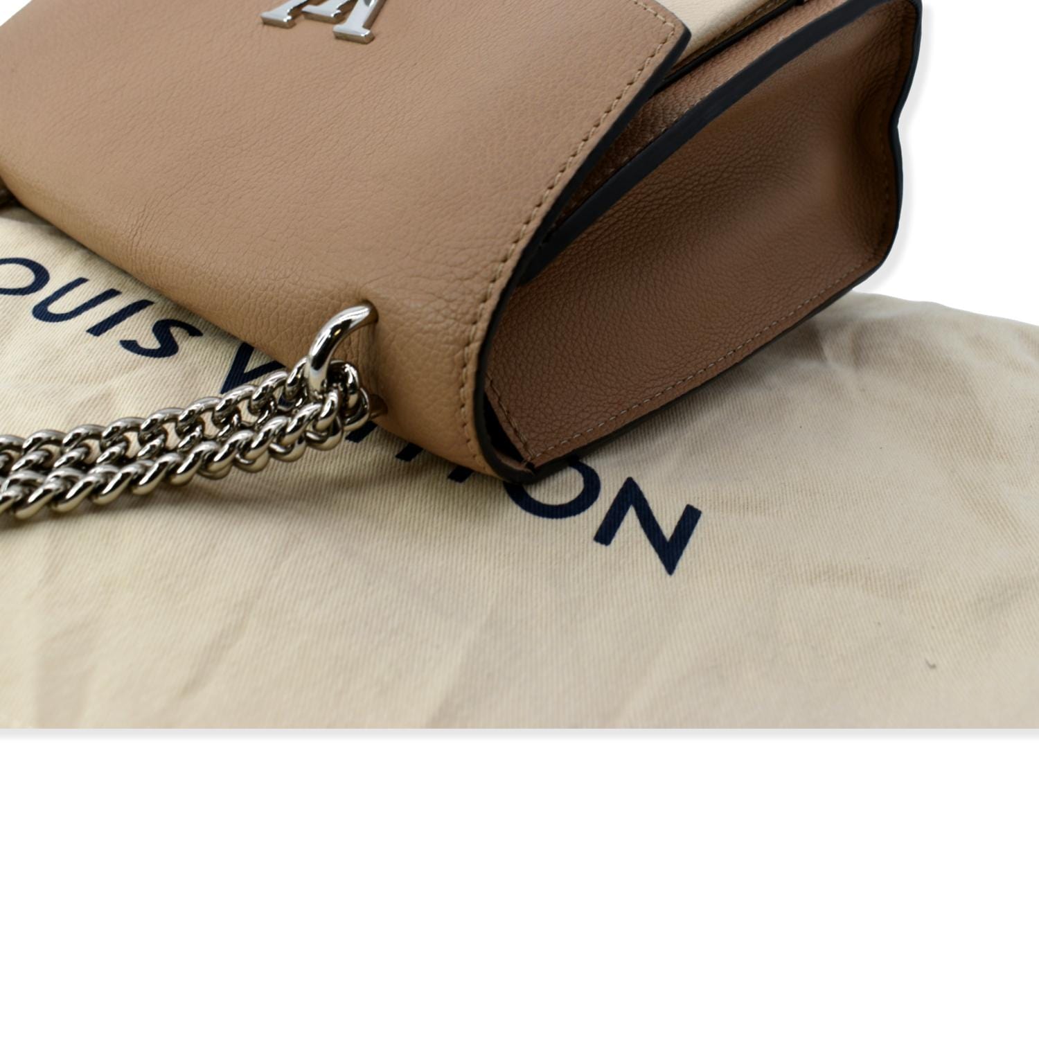 LOUIS VUITTON Mylockme Chain Calf Leather Chain Shoulder Bag Taupe