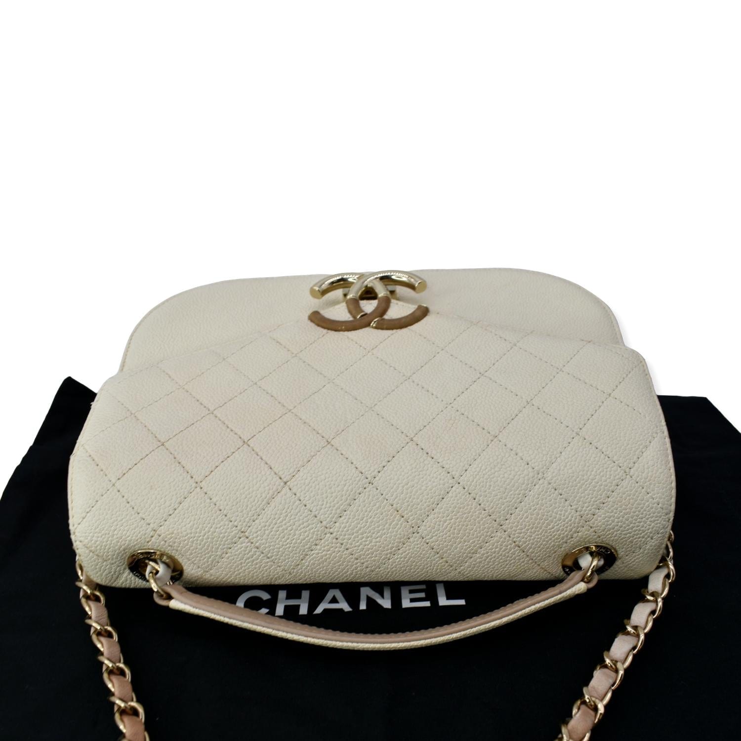 Chanel Coco Handle ChainShoulder Bag Size Xs White A92990 Caviar Leather