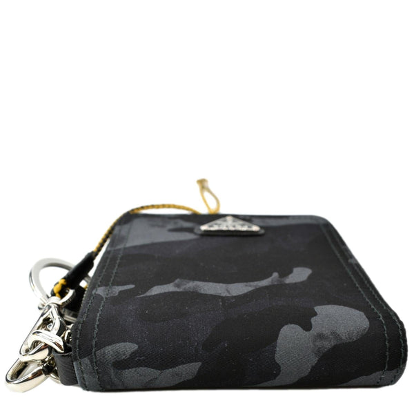 PRADA Camouflage Leather Zip Around Wallet Black