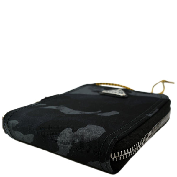 PRADA Camouflage Leather Zip Around Wallet Black