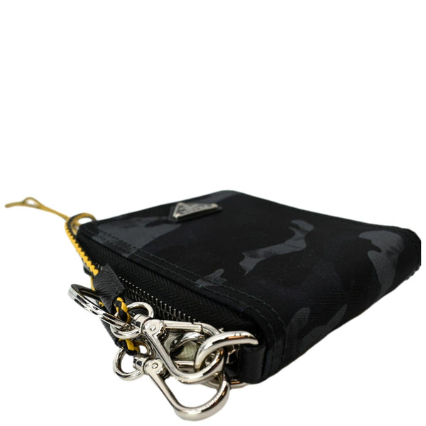 PRADA Camouflage Leather Zip Around Wallet Black
