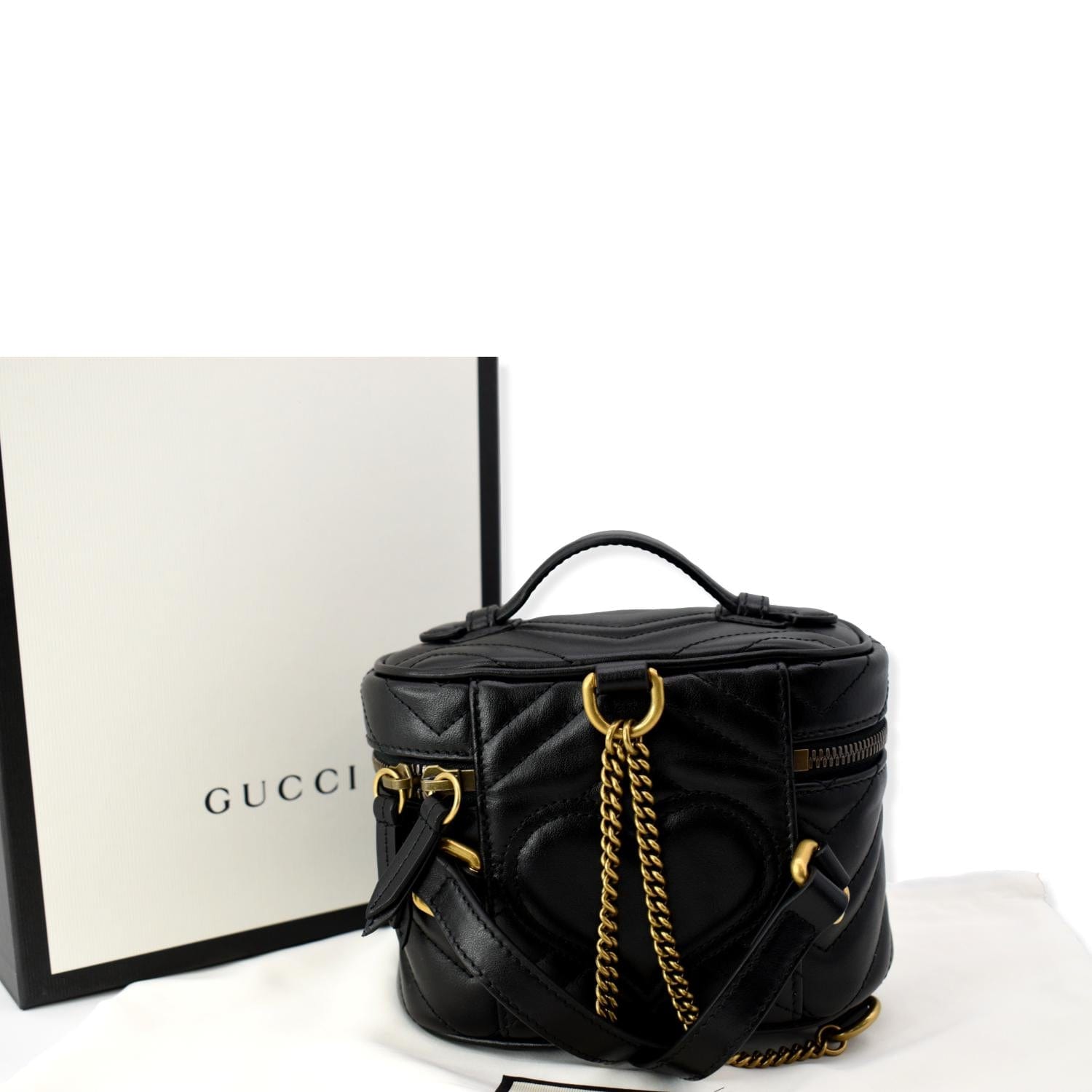 black leather gucci backpack women& 39 GUCCI GG Marmont Mini Leather Backpack Bag Black 598594