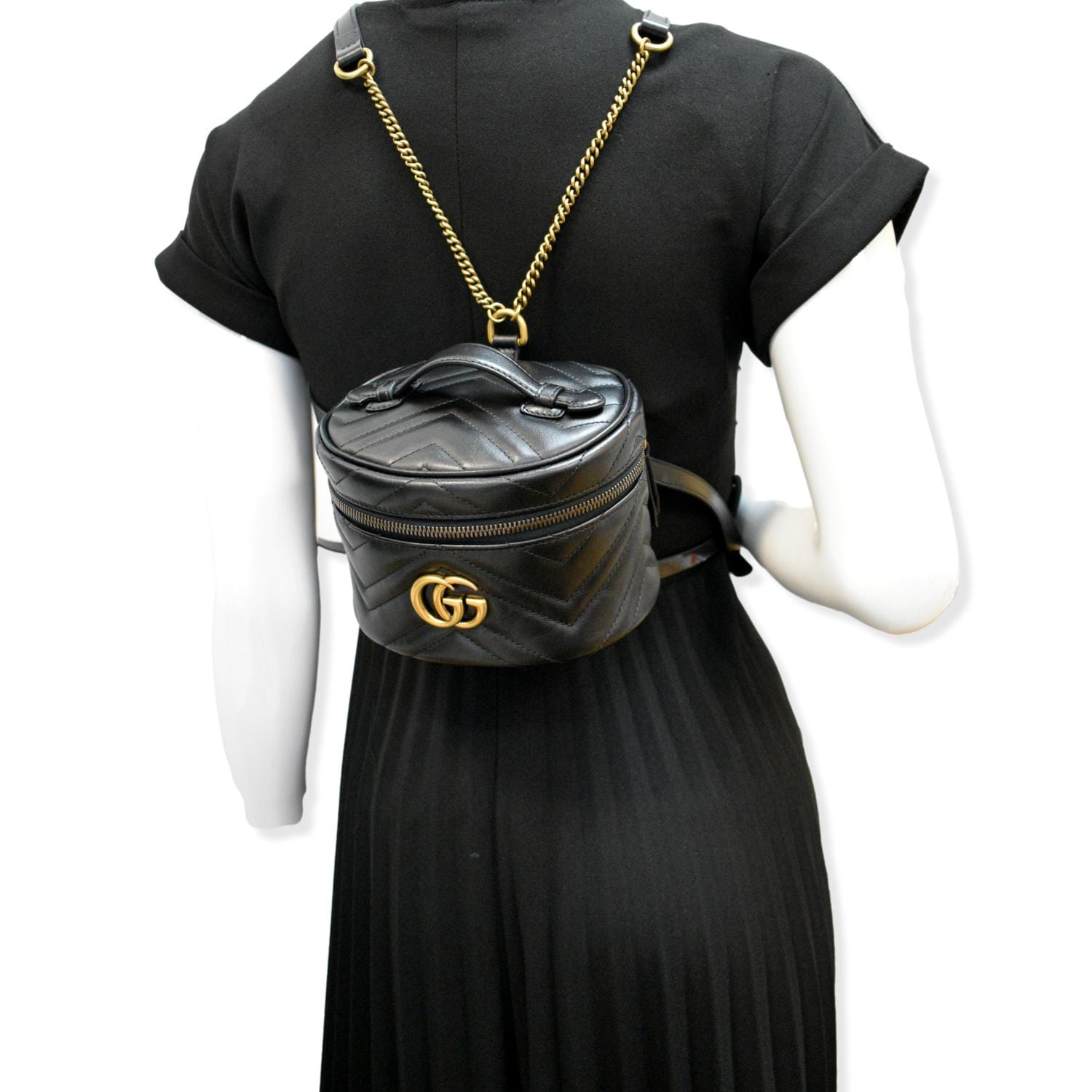 gucci backpack mini black GUCCI GG Marmont Mini Leather Backpack Bag Black 598594