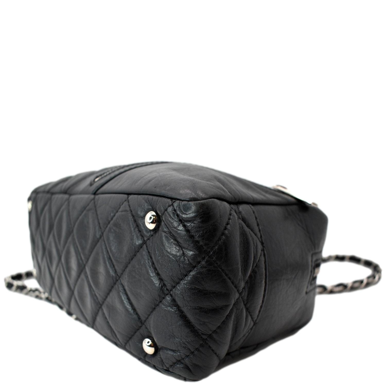 CHANEL Vintage Lambskin Leather Camera Shoulder Bag Black