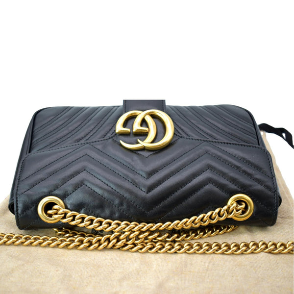 GUCCI GG Marmont Small Matelasse Leather Crossbody Bag Black 443497
