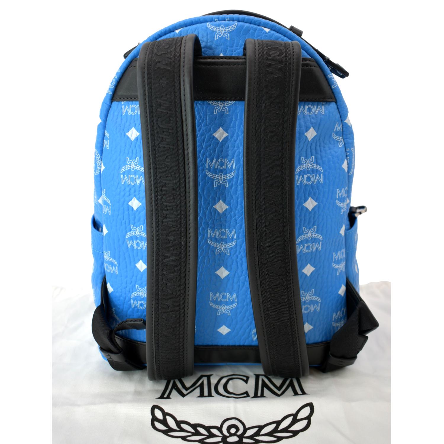 Mcm Unisex Blue Visetos Coated Canvas Medium Backpack Mmkcave05lu001