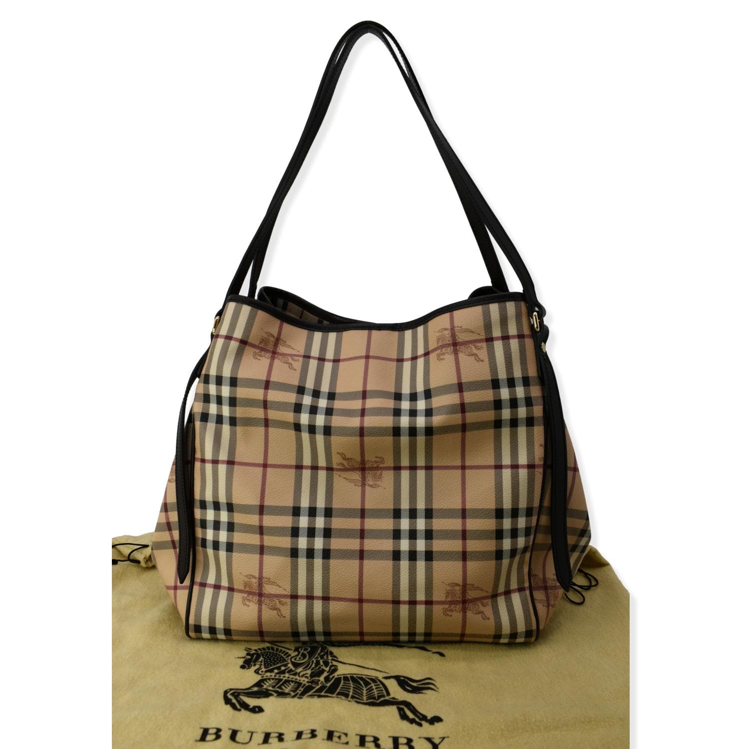 Burberry Beige/Red Haymarket Check Coated Canvas and Leather Large  Canterbury Tote Burberry
