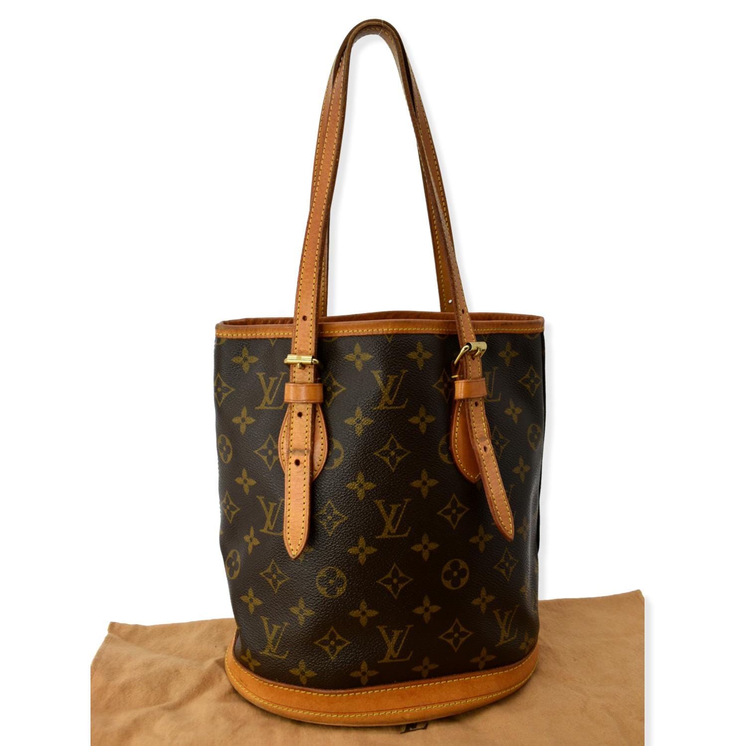 Louis+Vuitton+Petit+Bucket+Nano+Shoulder+Bag+Brown+Canvas+Monogram+Coated  for sale online