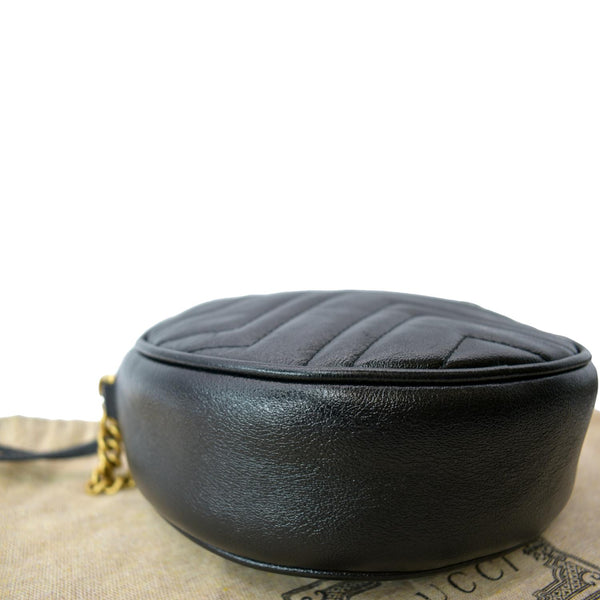GUCCI GG Marmont Mini Round Leather Crossbody Bag Black 550154