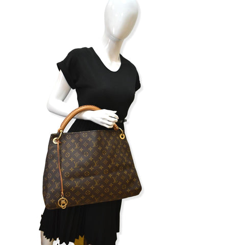 LOUIS VUITTON Artsy MM Monogram Canvas Hobo Bag Brown