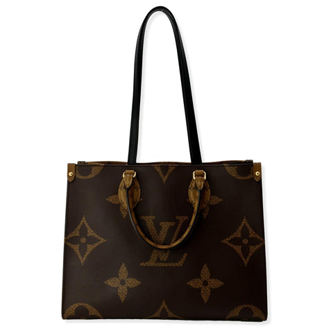 LOUIS VUITTON Onthego MM Giant Monogram Canvas Tote Shoulder Bag Brown