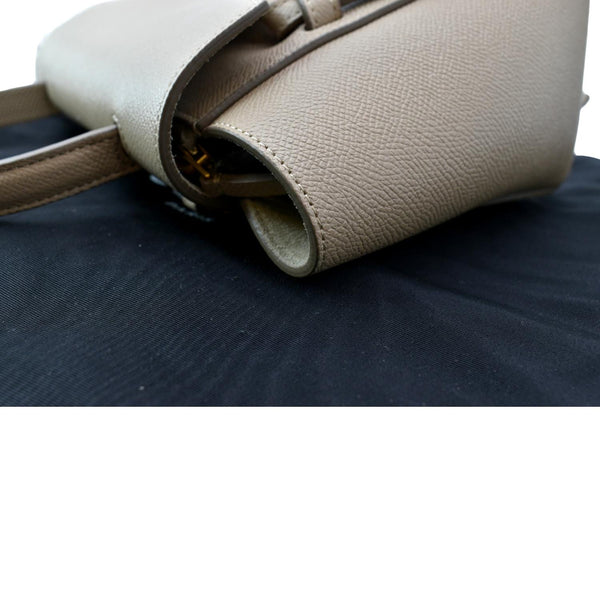 CELINE Shes Mini Belt Grained Leather 2Way Shoulder Bag Taupe