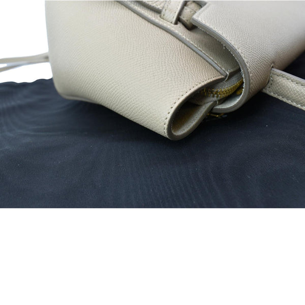 CELINE Shes Mini Belt Grained Leather 2Way Shoulder Bag Taupe