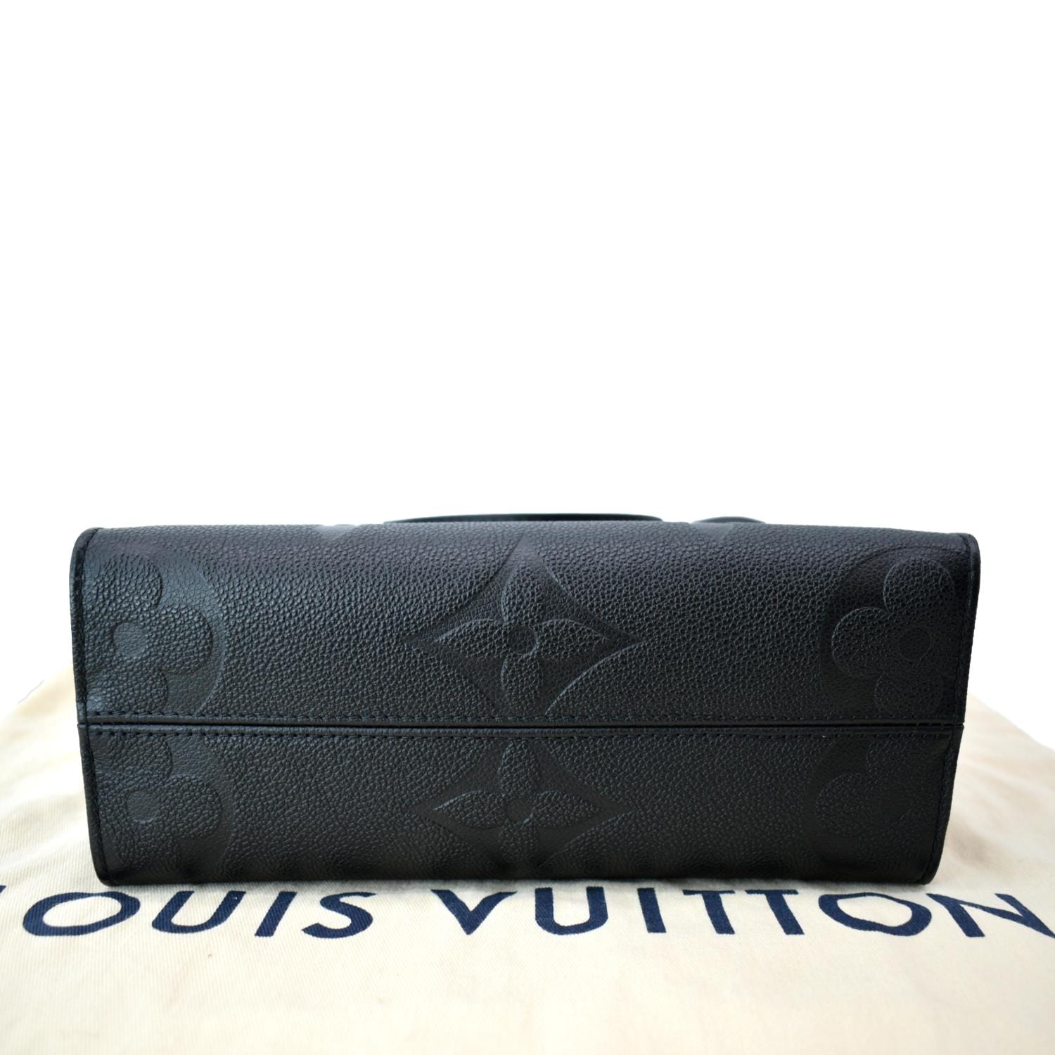 Louis+Vuitton+OnTheGo+Red+Interior+Tote+PM+Black+Leather for sale