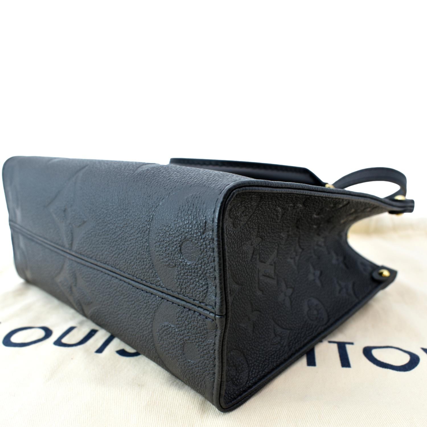 LOUIS VUITTON Onthego GM Monogram Empreinte Leather Tote Bag Black