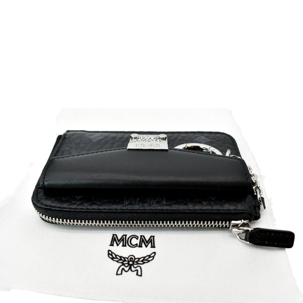 MCM Patricia Mini Visetos Coated Canvas Card Case Wallet Black