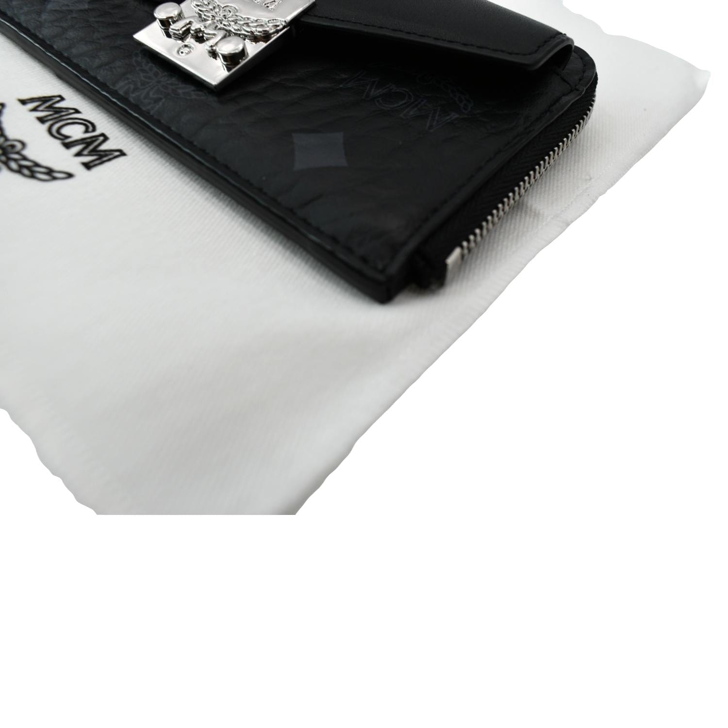 MCM Patricia Mini Visetos Coated Canvas Card Case Wallet Black