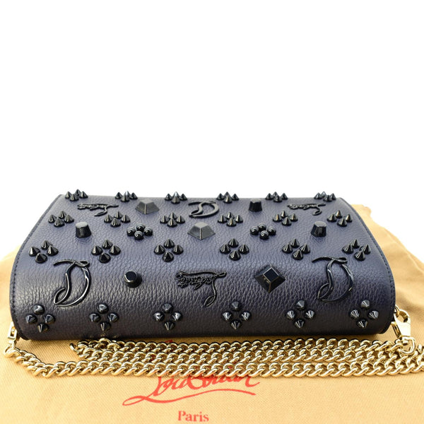 CHRISTIAN LOUBOUTIN Paloma Leather Patent Pearl Spikes Crossbody Bag Blue