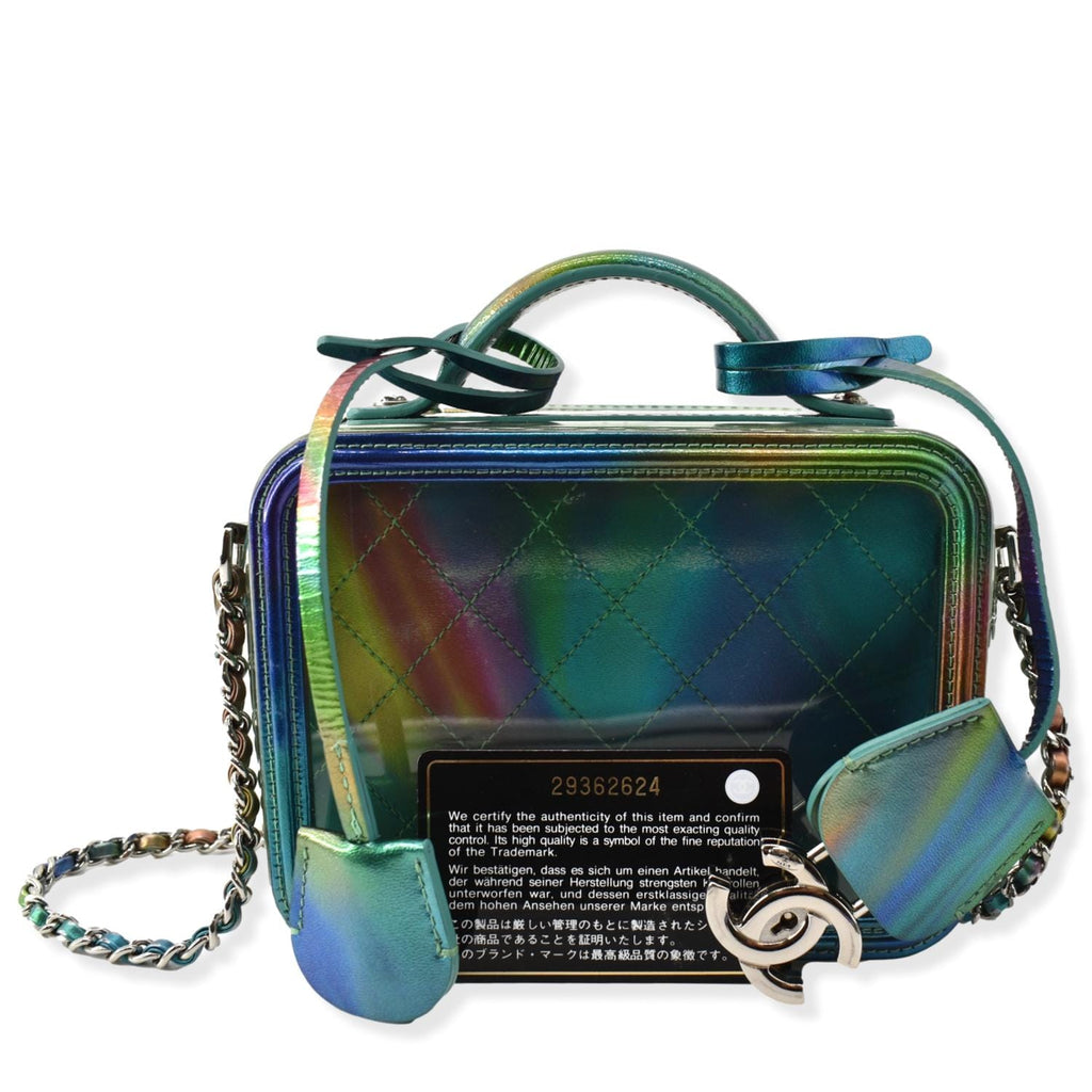 CHANEL Vanity Case Small Filigree Rainbow Patent Leather Crossbody Bag  Green - Hot Deals