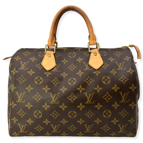 LOUIS VUITTON Speedy 30 Monogram Canvas Satchel Bag Brown - Hot Deals