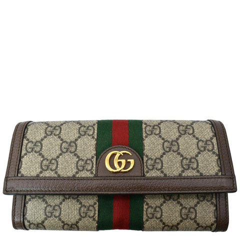GUCCI Ophidia GG Continental Supreme Canvas Wallet Beige 523153