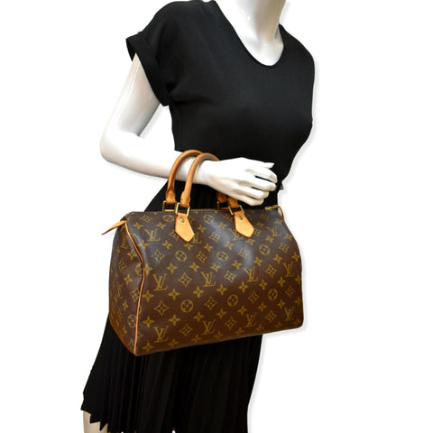 LOUIS VUITTON Speedy 30 Monogram Canvas Satchel Bag Brown - Hot Deals