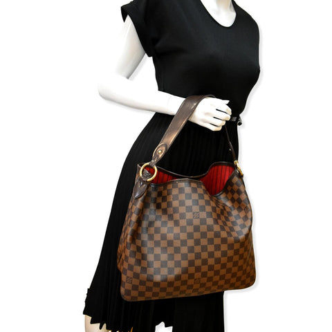 LOUIS VUITTON Delightful MM Damier Ebene Hobo Bag Brown - Hot Deals