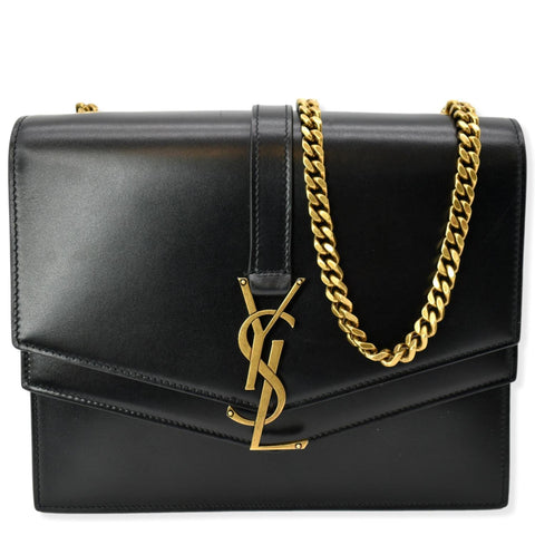YVES SAINT LAURENT Sulpice Medium Monogram Clasp Shoulder Bag Black