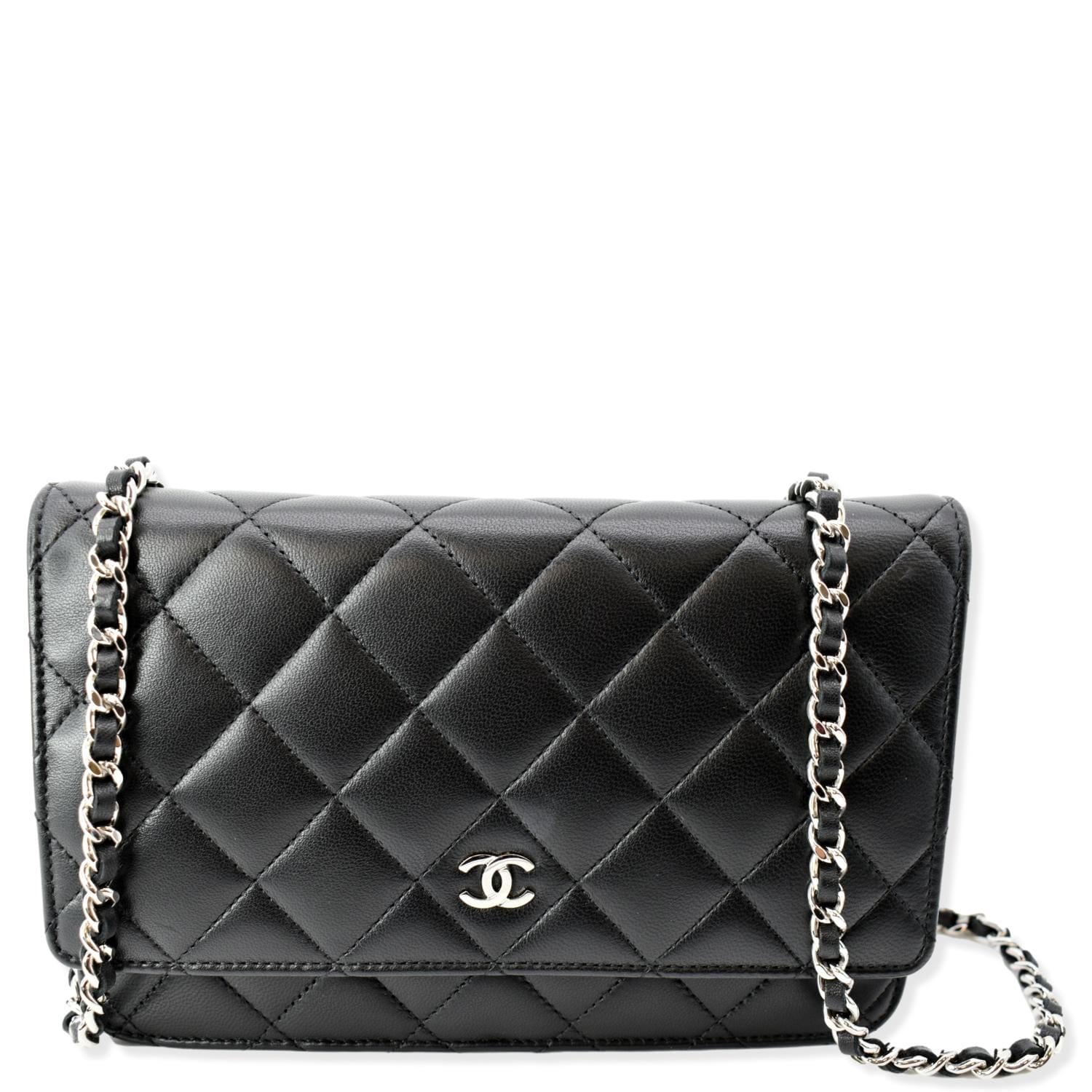 Chanel 21A Black Mini Flap Card Holder With Chain Handle Shoulder Crossbody  Bag